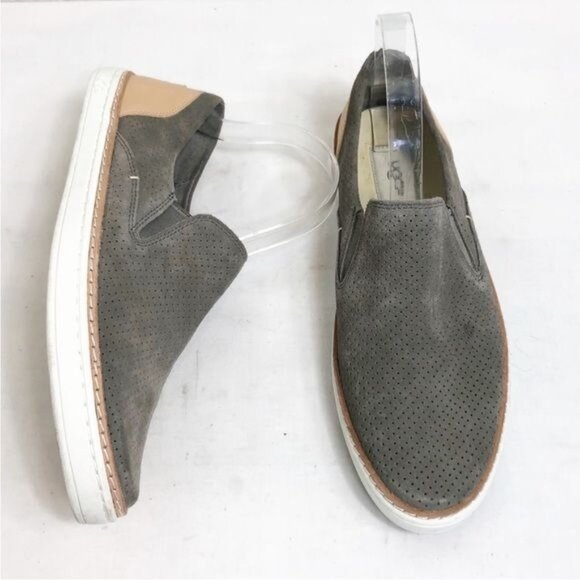 Ugg Adley Slip On Sneaker Perforated Suede White Wall Gray Size 8.5 - Picture 4 of 11